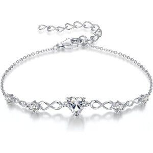 Infinity Heart 5 Birthstone Adjustable Bracelet - Sterling Silver 04 Apr